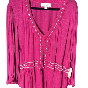 New with Tag Wine Maroon Top Nurture by Westbound Woman Plus Size 3X Boho SOFT